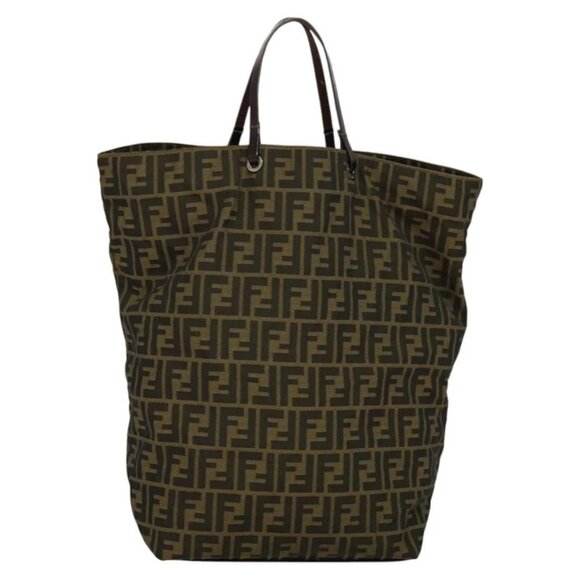 FENDI Zucca Canvas Hand Bag Brown Black Auth - Picture 8 of 16